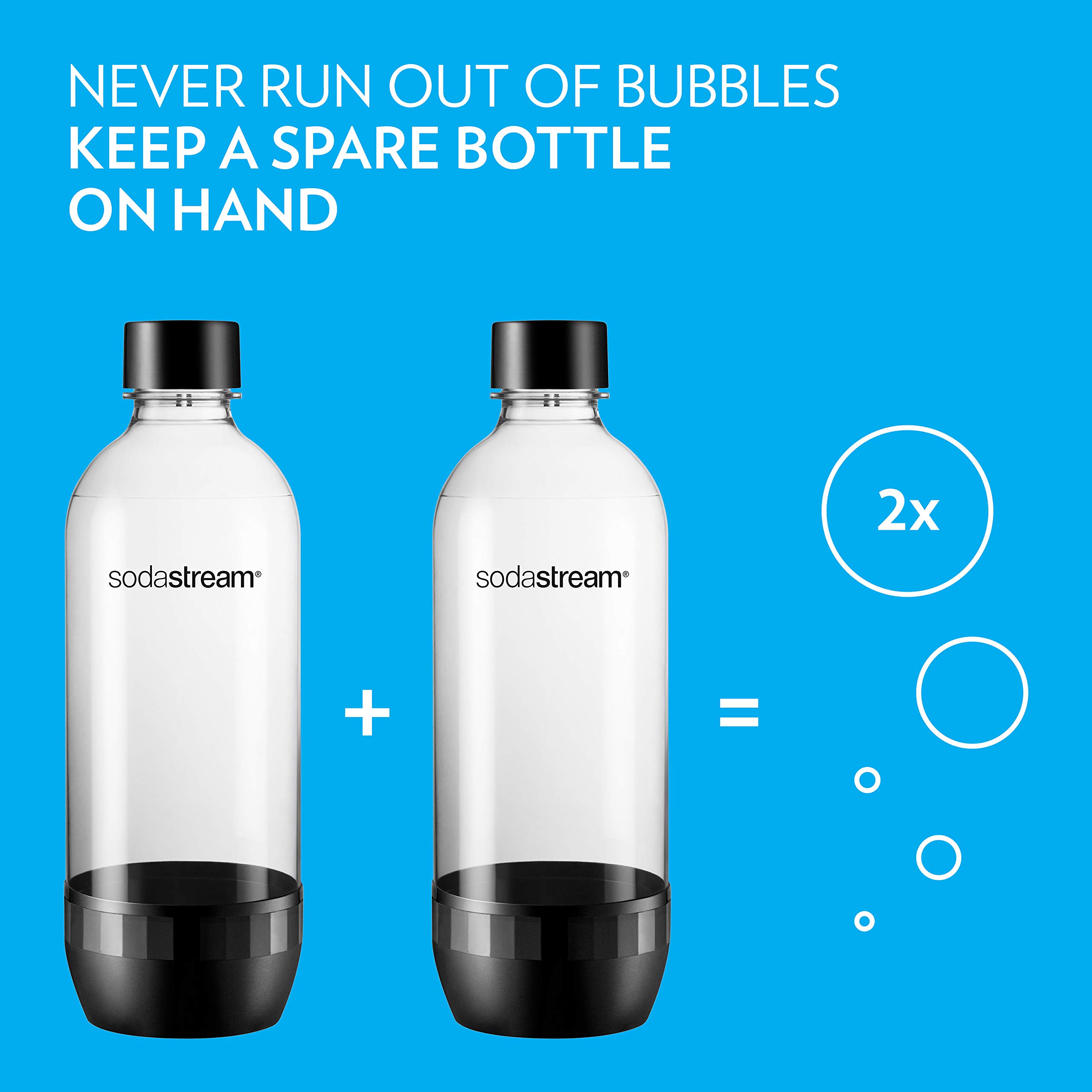 SodaStream CLASSIC DWS Carbonating Bottle BLACK (twinpack), 1L Pack Of 2