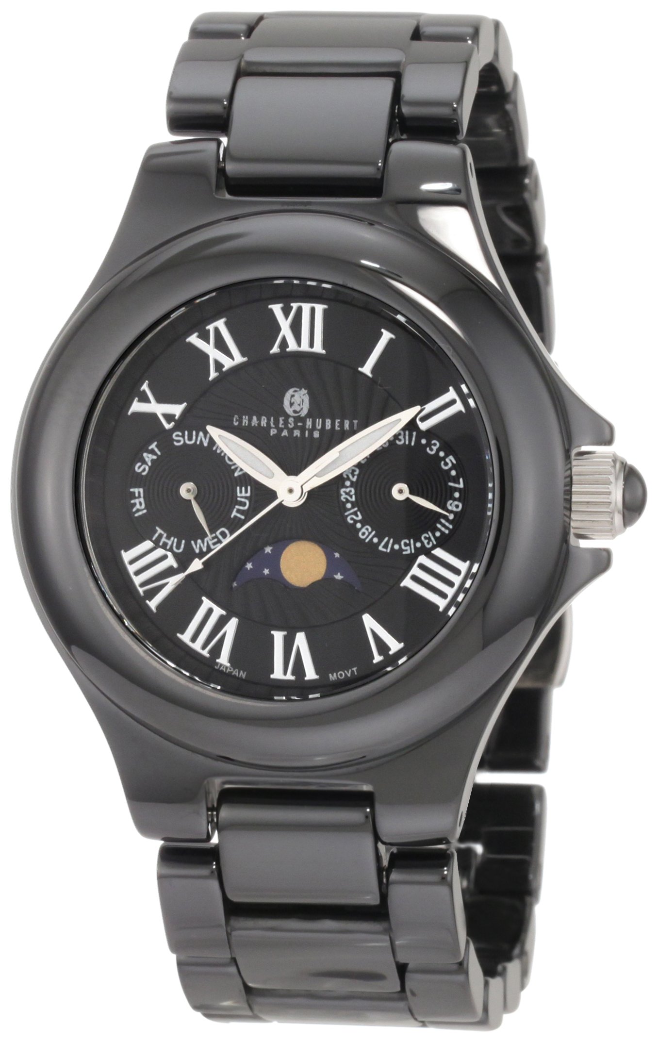 Charles-Hubert, Paris Men's 3872-B Premium Collection Black Ceramic Watch