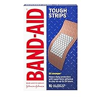 Band-Aid Brand Sterile Tough Strips Adhesive Bandages for First Aid & Wound Care, Durable Protection & Comfort for Minor Cuts & Scrapes, Heavy-Duty Fabric Bandages, Extra Large, 10 ct (Pack of 2)