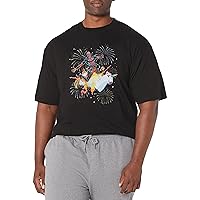 Marvel Big & Tall Deadpool Unicorn Fireworks Men's Tops Short Sleeve Tee Shirt, Black, Large
