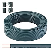 SPT-1 50FT 18/2 Electrical Wire with 4 Vampire Plugs, 18 Gauge 2 Conductors Lighting Copper Wire, Hookup LED Lighting Strips Flexible Wire Extension Cord, Green Color