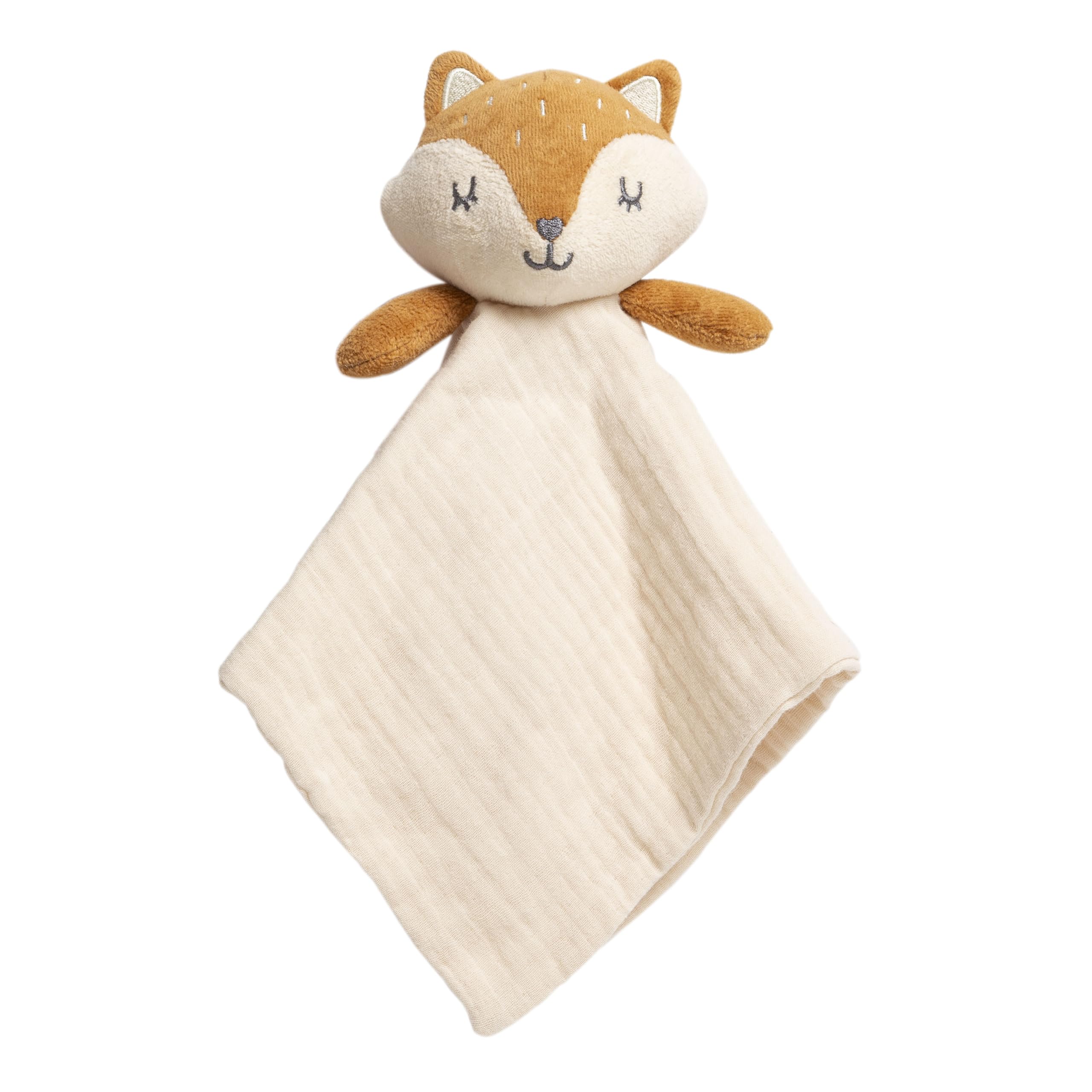 Pearhead Fox Snuggle Baby Blanket, Soft Lovey Blanket for Babies, Snuggle Toy for Newborns, Neutral Baby Security Blanket, Organic Cotton Muslin Baby Blanket