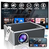 [With Android 11.0 GTV] 5G WiFi Bluetooth Movie Projector 1000 ANSI, Native 1080P 4K Support, Home Theater FHD Projector with Auto Focus, Dual Speaker, Built-in G Assistant, Chromecast, Many Apps