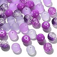 LiQunSweet 100 Pcs 8mm Purple Theme Crystal Glass Beads Round Loose Beads Spacer for Beading Jewelry Making