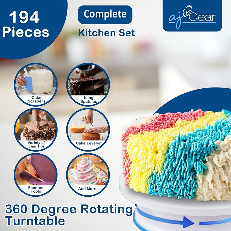 Amazon.com: Kootek 71PCs Cake Decorating Supplies Kit with Cake Turntable,  12 Numbered Icing Piping Tips, 2 Spatulas, 3 Icing Comb Scraper, 50+2  Piping Bags, and 1 Coupler for Baking : Home & Kitchen