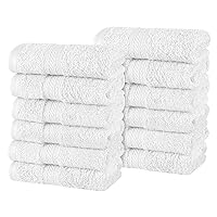 Superior Cotton Face Towels/Washcloth Set of 12, Home Essentials, Quick Dry, Luxury Bathroom Accessories, Basic Towels, Spa, Salon, Hotel, Resort, Thick, Ultra-Plush, Highly Absorbent, White