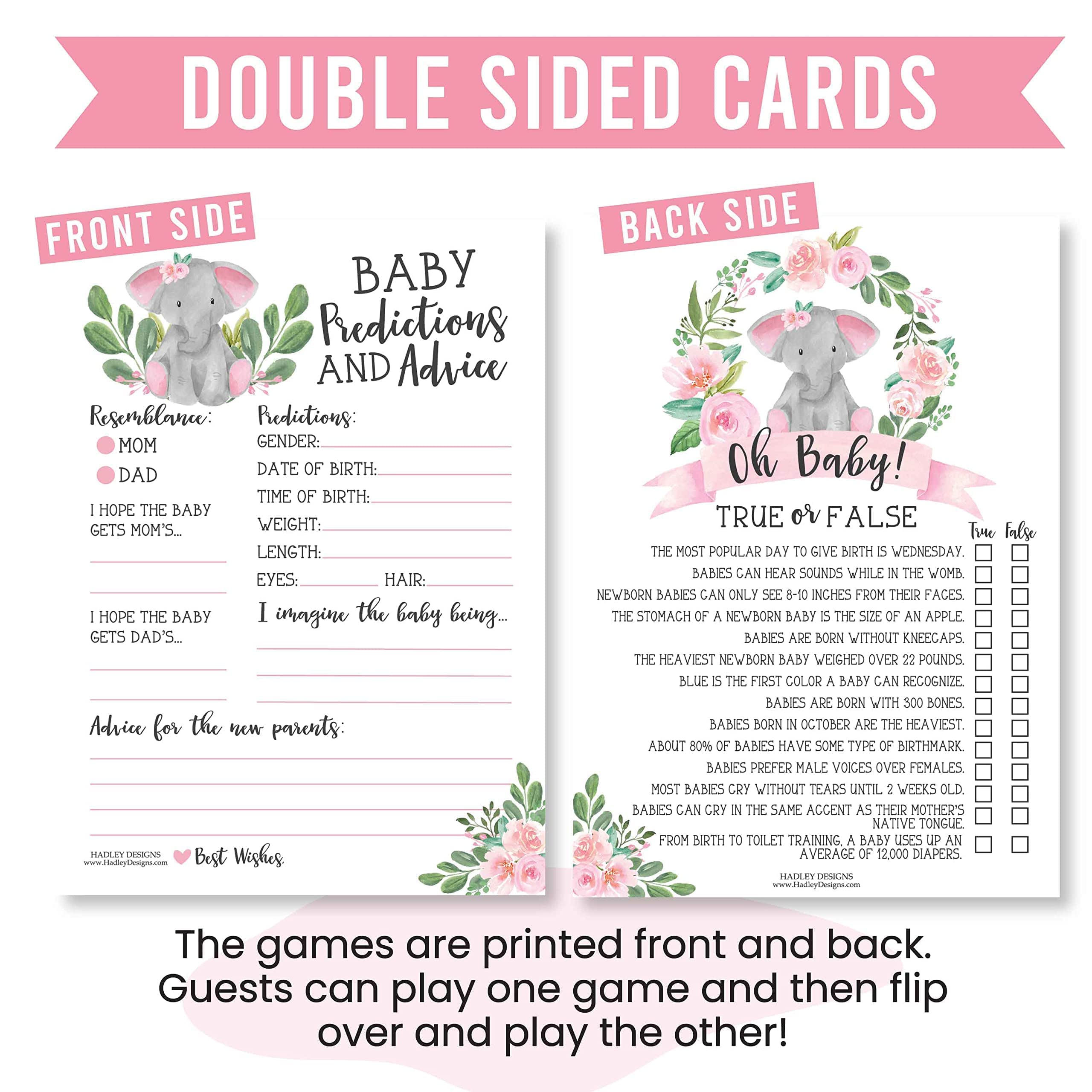 50 Elephant Baby Prediction And Advice Cards, Trivia Games, etc, 25 Baby Animal Matching, Nursery Rhyme Game - 6 Double Sided Cards Baby Shower Games Funny, Baby Shower Ideas Baby Sprinkle Games