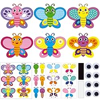 24 Sets Spring Magnet Crafts for Kids Butterfly Craft with Eyes Make Your Own Butterflies Paper Magnet Craft Ornament for Spring DIY Art Classroom Home Game Activities Party Favors