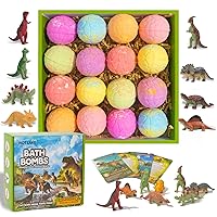 Dinosaur Bath Bombs Gift Set,16 Pack Organic Bath Bomb for Kids with Toys Surprise Inside. Natural Dino Egg Bathbombs Kit for Christmas or Birthday Gift for Girls and Boys