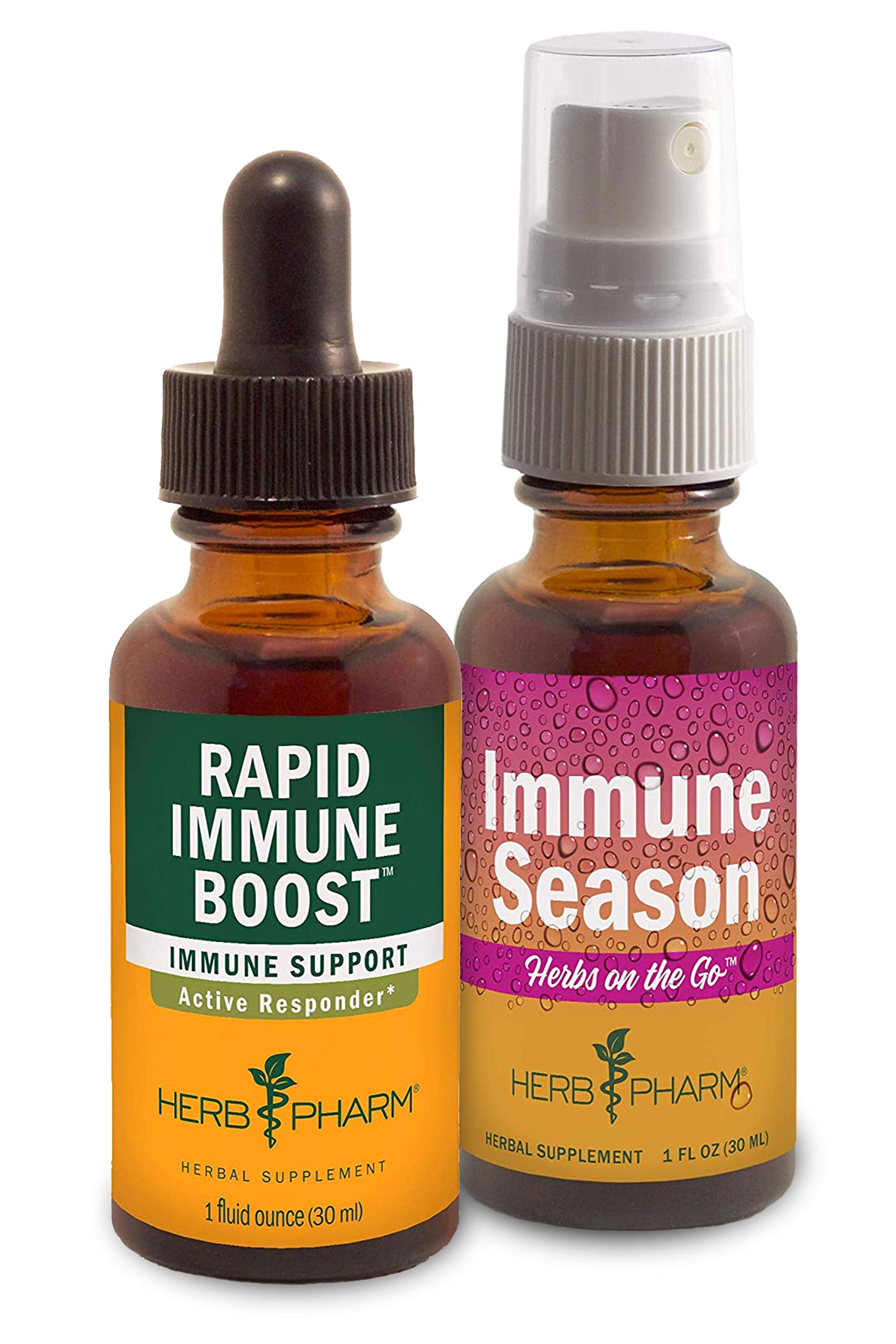 Herb Pharm Rapid Immune Boost Kit - Includes Rapid Immune Boost Liquid Herbal Formula, 1 Ounce & Herbs on The Go: Immune Season Portable Spray, 1 Ounce