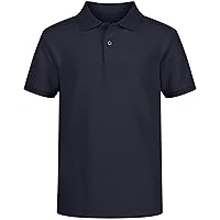 IZOD boys School Uniform Short Sleeve Polo Shirt, Button Closure, Comfortable & Soft Pique Fabric