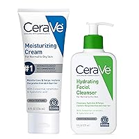 Hydrating Skin Care Set | 8oz Moisturizing Cream & 8oz Hydrating Facial Cleanser | Ceramides + Hyaluronic Acid Moisturizer and Face Wash | Accepted by National Eczema Association