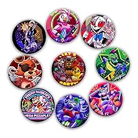 Horror FNAF Pins (9 Pack 1.5 inch) Cartoon Halloween Pins Gaming Merch Party Supplies Cosplay School Backpack Bag Accessories Safety Button Gift for Teens