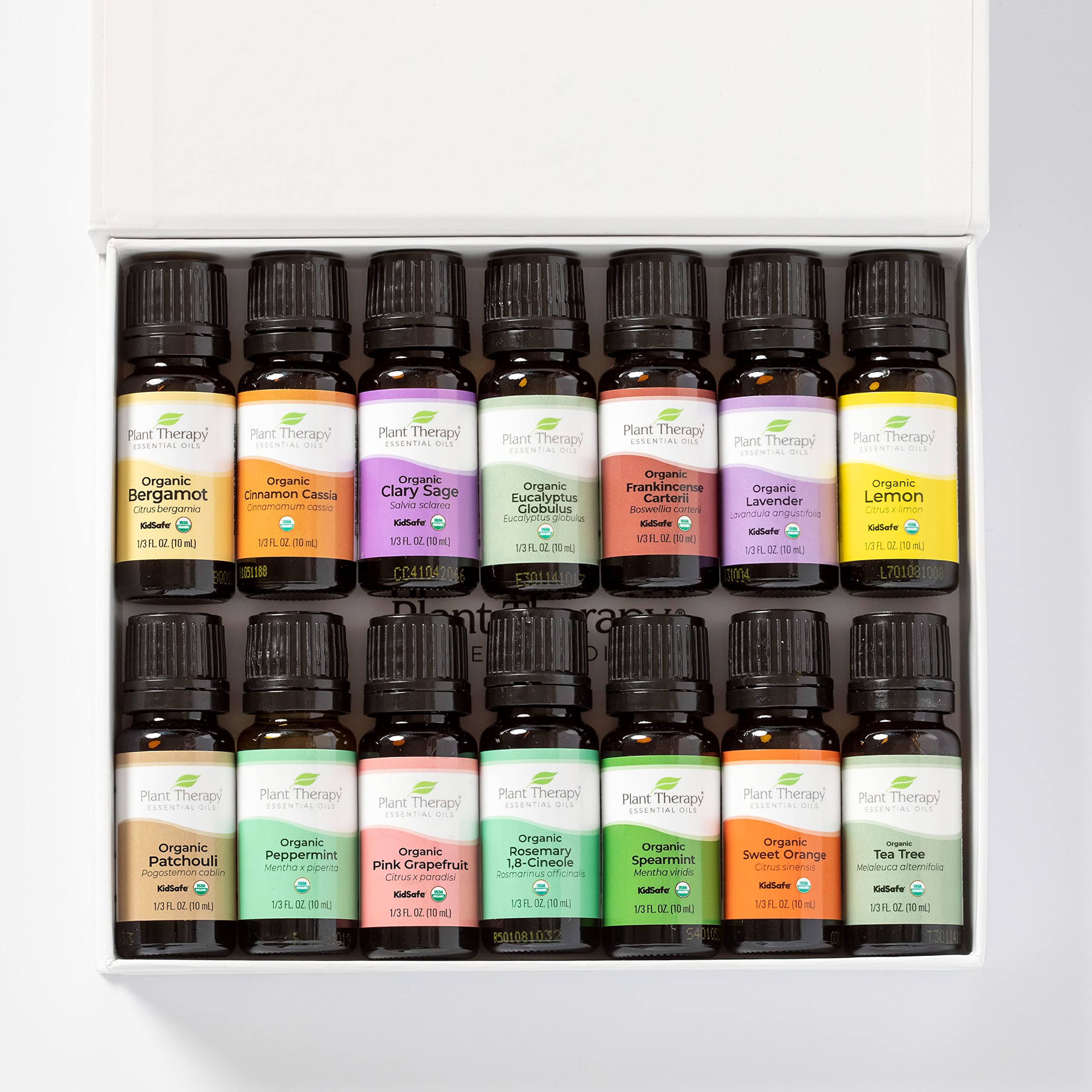 Plant Therapy Top 14 Organic Essential Oil Singles Set 100% Pure Essential Oils, Undiluted, Natural Aromatherapy for Diffusion and Body Care 10 mL (1/3 oz) Each