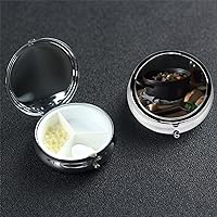 One Pot Gourmet Pill Box Small Metal Pill Case for Purse & Pocket 3 Compartment Pill Organizer with Mirror Travel Pillbox Medicine Case Portable Pill Container Unique Gift