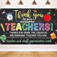 Thank You Teachers Backdrop Photography Banner, Teachers' Appreciation Day Party Background Classroom Decoration for School Office Wall Ponchos Fabric Table Photo Booth Pictures Supplies