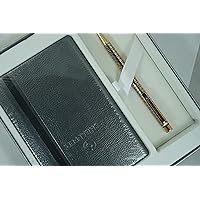 Sheaffer Cross Rare Made in the USA Signature Targa Diamond Medici Crosshatched 22KT Gold barrel ballpoint Pen and matching Journal