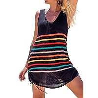 通用 LingRiver Women's Summer Casual V-Neck Dress Short Sleeve Bohemian Beach Dress 3325