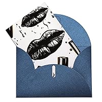 Birthday Cards with Envelopes Thinking of You Card Cool Black Lipstick Lips Thank You Card Color Blank Note Gift Cards Large Greeting Cards Note Cards with Envelopes