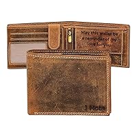 Personalized Custom Engraved Wallets Men's RFID Blocking Real Distressed Hunter Leather Coin Pocket Wallet (Brown)