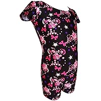 Little Girls Allover Printed Sweet Short Sleeve Unitard/Biketard