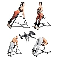 Hyperextension Bench Roman Chair Back Extension Machine - Adjustable Back Extension Bench, Glutes Home Workout Equipment. Set includes 2 Rope Band, and 2 Handles