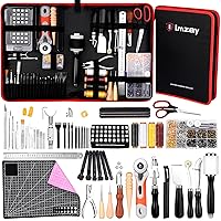 IMZAY 415Pcs Leather Tooling Working Kit, Compact Beginner Leather Tools and Supplies with Leather Stitching Sewing Carving Cutting Crafting Tools for Leather Sheath Wallet Belt Boot Seat Sewing