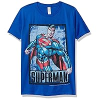 Warner Brothers Superman Check It Boy's Premium Solid Crew Tee, Royal Blue, Youth X-Small