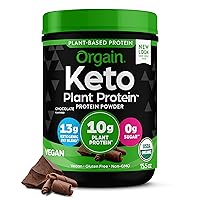 Organic Keto Vegan Protein Powder, Chocolate - 10g Plant Based Protein, Gluten Free Ketogenic Blend, Dairy Free, Lactose Free, Soy Free, No Sugar Added, For Smoothies & Shakes - 0.97lb