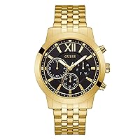 GUESS Gold-Tone + Black Multifunction Steel Bracelet Watch