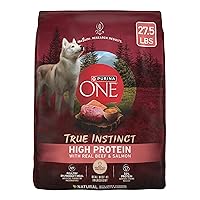 Purina ONE Natural High Protein Dry Dog Food Dry True Instinct with Real Beef and Salmon With Bone Broth and Added Vitamins, Minerals and Nutrients - 27.5 lb. Bag