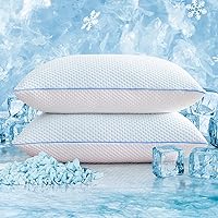 Cooling Bed Pillows for Sleeping 2 Pack King Size Shredded Memory Foam Pillows Adjustable Cooling Pillows Supportive Pillow for Side Back Stomach Sleepers with Washable Removable Cover, 20