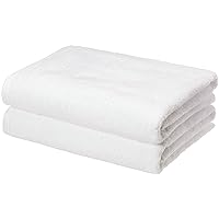 Amazon Basics - 2 Piece Quick-Dry Oversize Bath Towel, 100% Cotton, White, 54