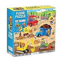 Mudpuppy’s Construction Site 25 Piece Floor Puzzle, Features 25 Colorful, Oversized Pieces, Includes 6 Special Shaped Pieces of Animal Workers, Bulldozers and More, Ages 2+, Great Gift Idea!