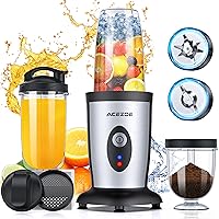 Personal Blender Shakes and Smoothies, 3D 6-leafs, 850W Portable Blender, One-Button Mixer, 2x17oz Personal Blender Bottle, BPA Free Kitchen, baby food, Grinding, Juice
