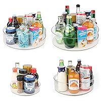 Lazy Susan Organizer Non-Skid Turntable 4 Pack for Cabinet Pantry Kitchen Office Countertop Refrigerator Cupboard Bathroom, Clear Organizer Rotating, 8/10/11/12 inch