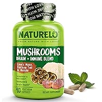 Mushroom Supplement – Brain & Immune Health Blend with Lion’s Mane, Reishi, Turkey Tail – 90 Vegan Friendly Capsules