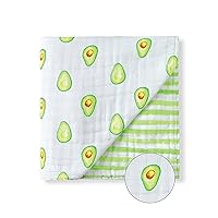 Malabar Baby Organic Cotton Muslin Snug Blanket Oversized 47 x 47 inches Baby Toddler Towel Wrap Gift, Premium 4 Layer Muslin Everything Dream Blanket, Avocado Stripes