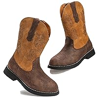 DADAWEN Kids Cowgirl Cowboy Western Boots Boys Girls Mid Calf Riding Shoes With Side Zipper (Toddler/Little Kid/Big Kid)