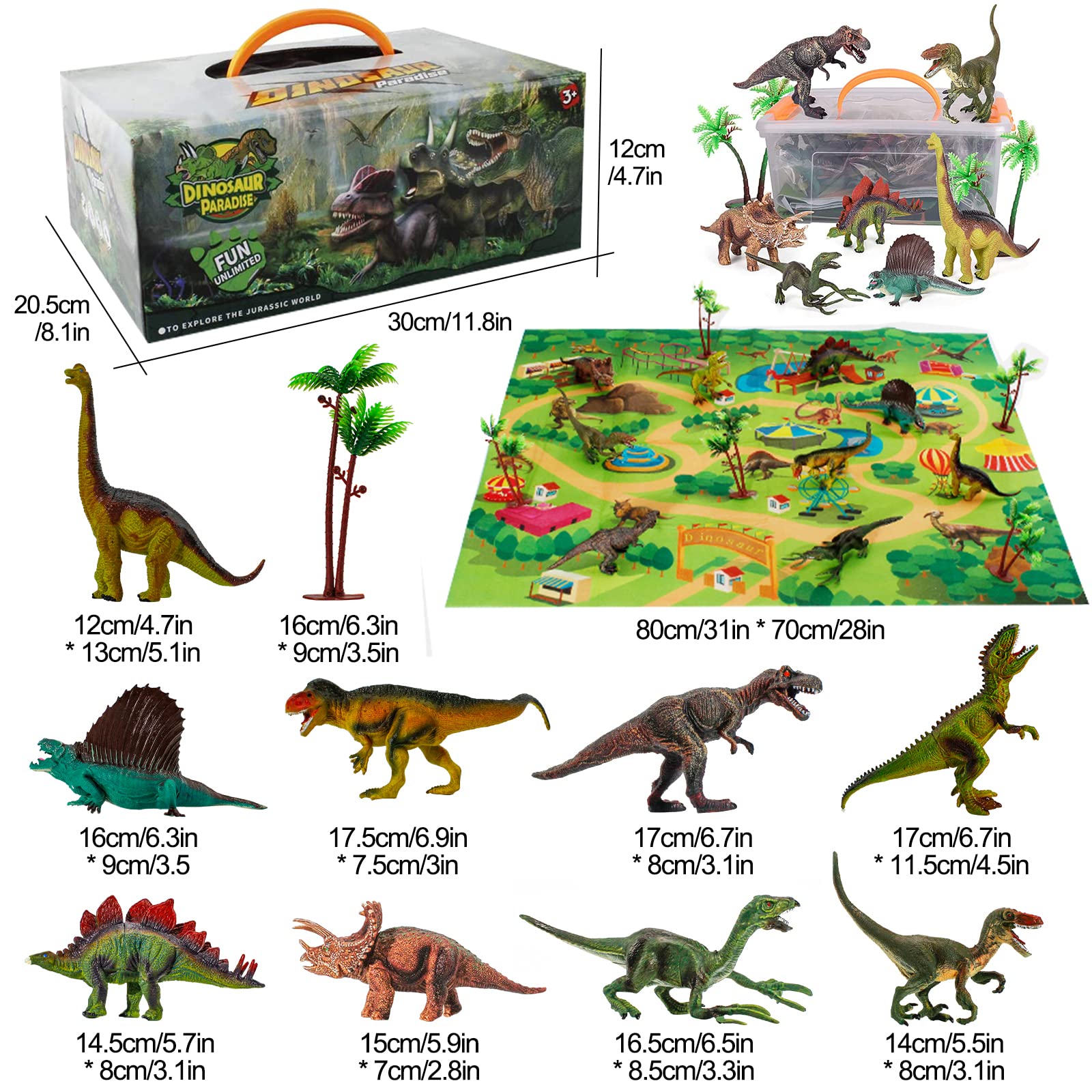 SUNWUKING Toddler Dinosaur Toy with Play Mat - Realistic Dino Toys for Kids, Dinosaur Playset for Dino Lovers Ideal Gift for Boys and Girls