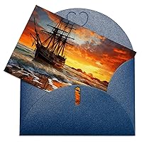 Greeting Cards with Envelopes Blank Greeting Card Pirate Ship in The Sunset Thank You Card Note Cards for Party Folding Blank Card for Birthday Blank Greeting Note Cards Invitations Card 8
