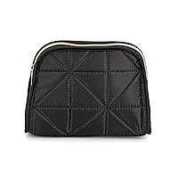 Conair Small Makeup Bag, Cosmetic Bag for Everyday Touch-Ups or Jewelery, Perfect Size for Purse or Carry-On, Small Organizer Shape in Black Quilt