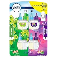 Febreze Odor-Fighting Fade Defy PLUG Air Freshener,Gain Moonlight Breeze, Gain Original, 87 fl. oz. Oil Refills, 4 Refills (2 of Each)