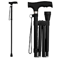 Folding Cane - Foldable Walking Cane with Adjustable Height - Collapsible and Lightweight - Soft Ergonomic Handle for Comfortable Grip - Portable Walking Stick for Mobility Aid