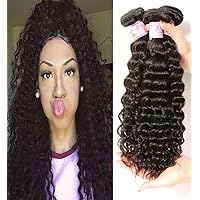 7A Virgin Brazilian Hair Deep Curly Wave Bundles 100% Unprocessed Human Hair Extensions (16 18 20inch)