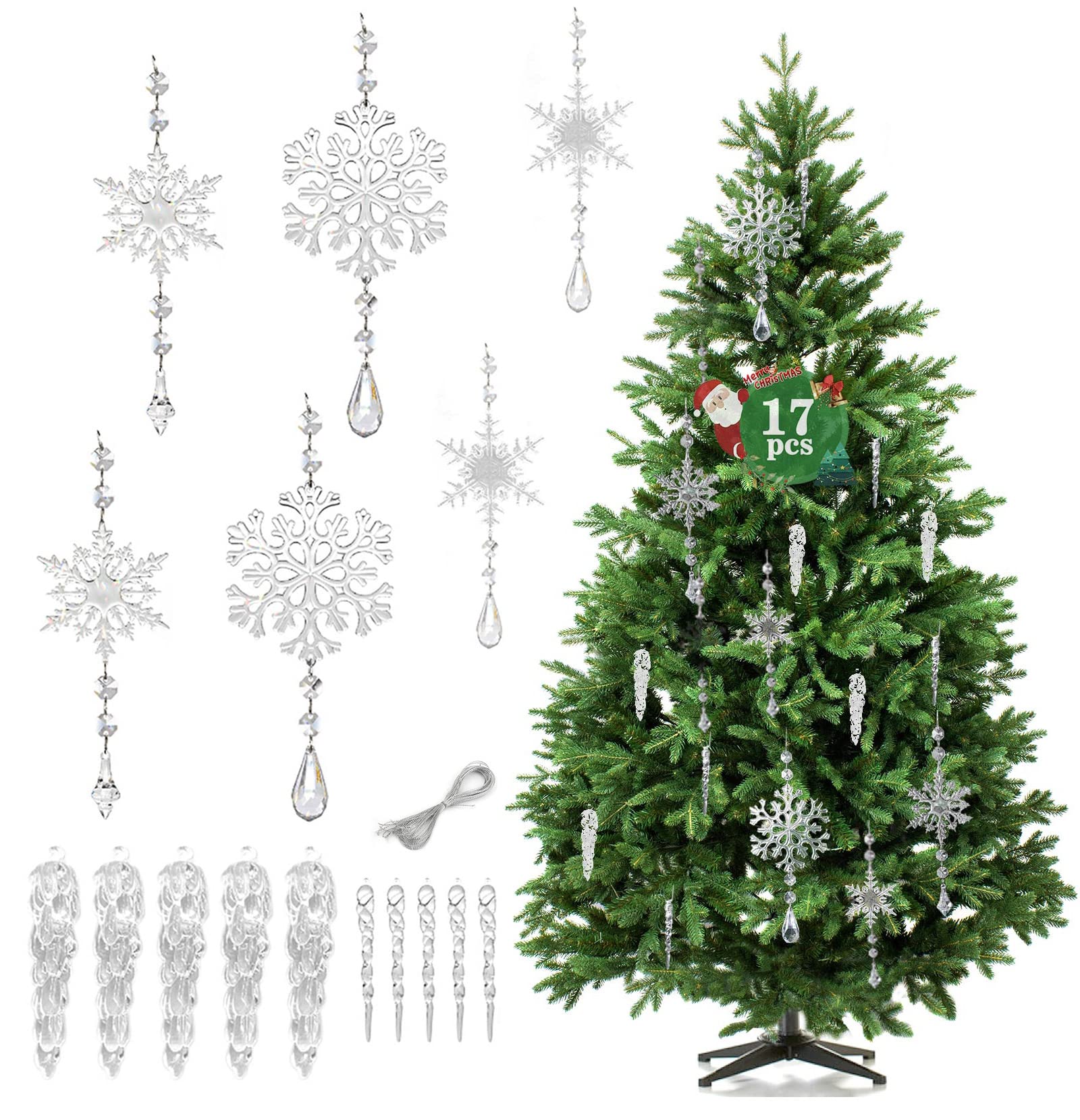 Mua Christmas Tree Ornaments Clear Snowflake Decorations 17pcs ...