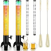 2PCS Drink Tower, 3L Mimosa Tower Dispenser With Ice Tube and Led Light, Tabletop Beer Dispenser 3.17 Qt./100oz, Ideal for Parties Bars Pubs Restaurants