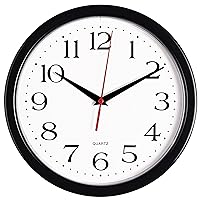 Bernhard Products Black Wall Clock Silent Non Ticking 10 Inch Quality Quartz Battery Operated Round Easy to Read Home/Office/Kitchen/Classroom/School Clock Sweep Movement