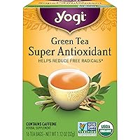 Yogi Tea Green Tea Super Antioxidant Tea - 16 Tea Bags per Pack (4 Packs) - Organic Green Tea for Antioxidant Support - Includes Green Tea Leaf, Licorice Root, Jasmine Green Tea Leaf & More