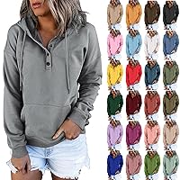 FYUAHI Womens Hoodies Pullover Tops Solid Color Long Sleeve Sweatshirts Trendy Casual Fall Clothes with Pocket